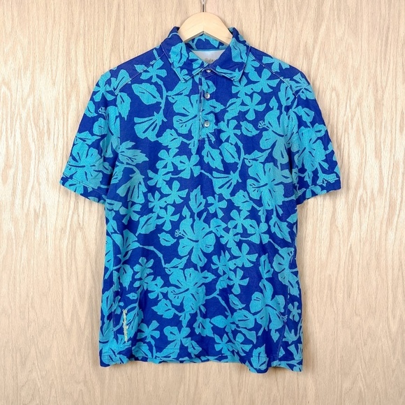 Tommy Bahama Other - Tommy Bahama Polo Shirt Blue Floral Hawaiian Print